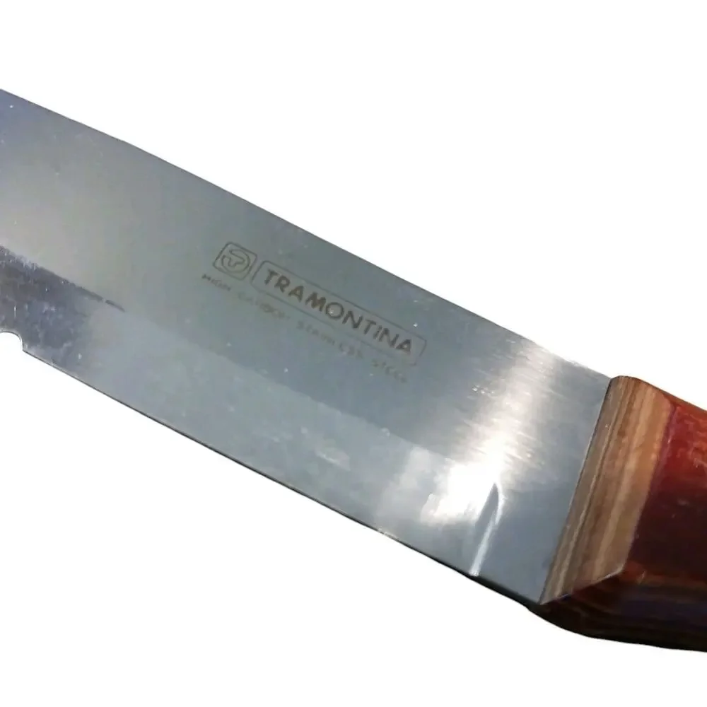 Tramontina Steak Knives‎ High Carbon Stainless Blade Wood Handle Brazil (4)